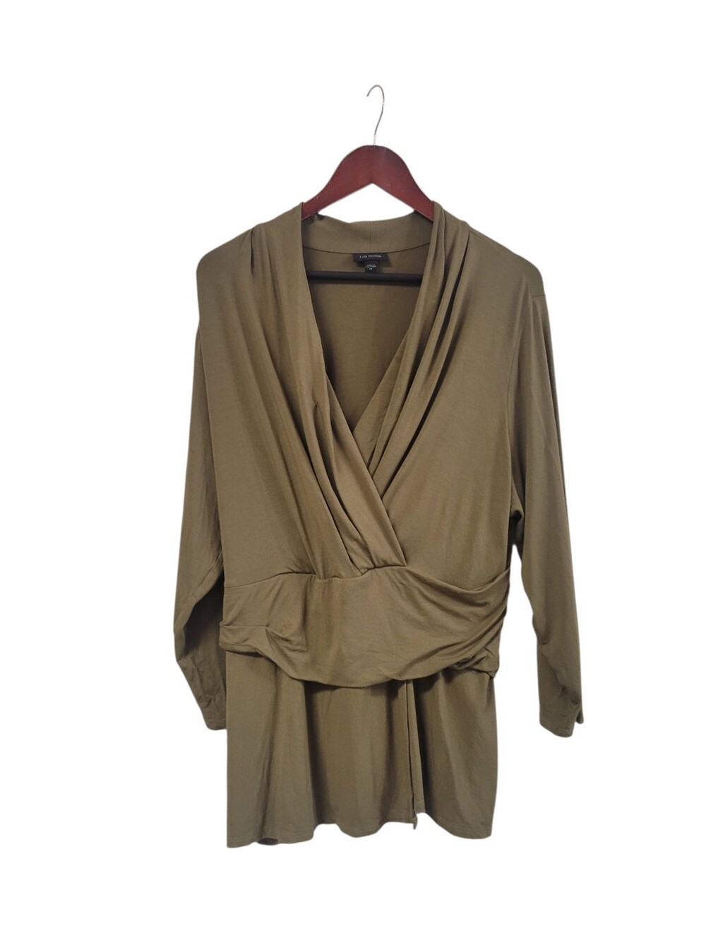 J Jill Surplice Olive Green Faux Wrap Long Sleeve Tunic Top Plus Size 2X NWOT